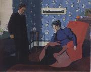 Felix Vallotton, Interior with red armchair and figure